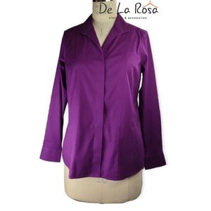 NWT Foxcroft NYC Long Sleeve Hidden Button Shirt Size 6